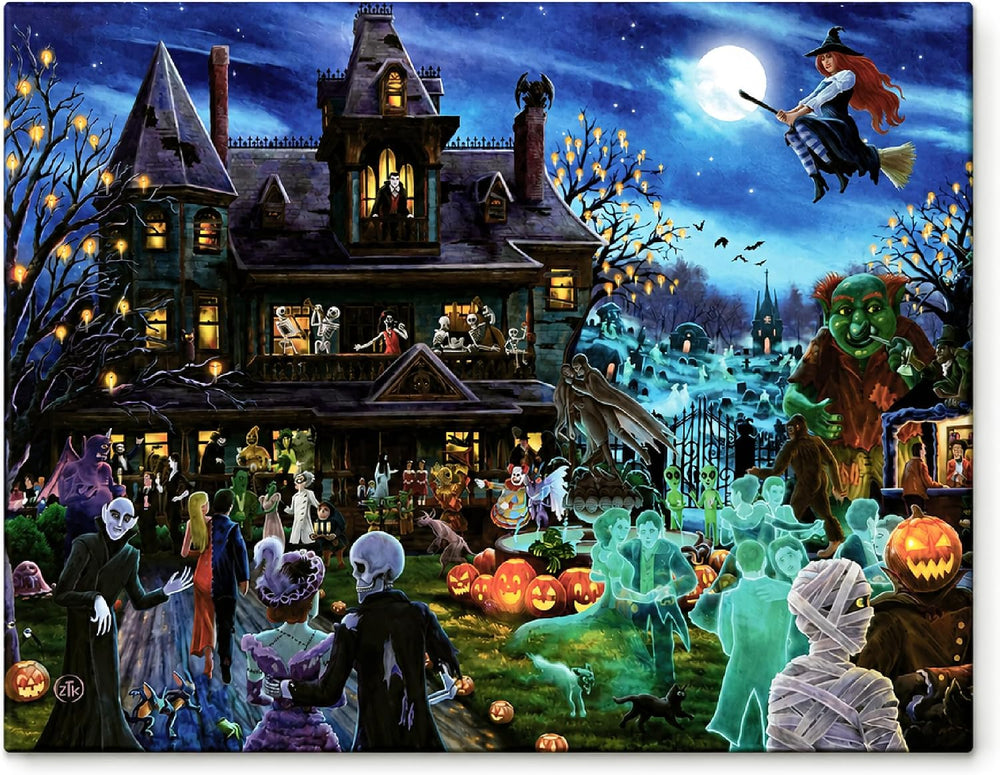 Zac Kinkade Ghoulish Gathering LED Fiber Optic Canvas Art, 16x12