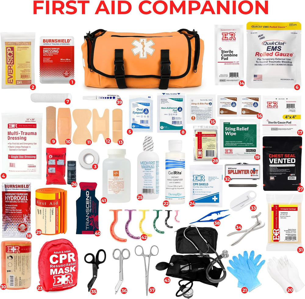 Fully Stocked EMT Trauma Bag – Tactical First Responder Medical Kit with Tour...