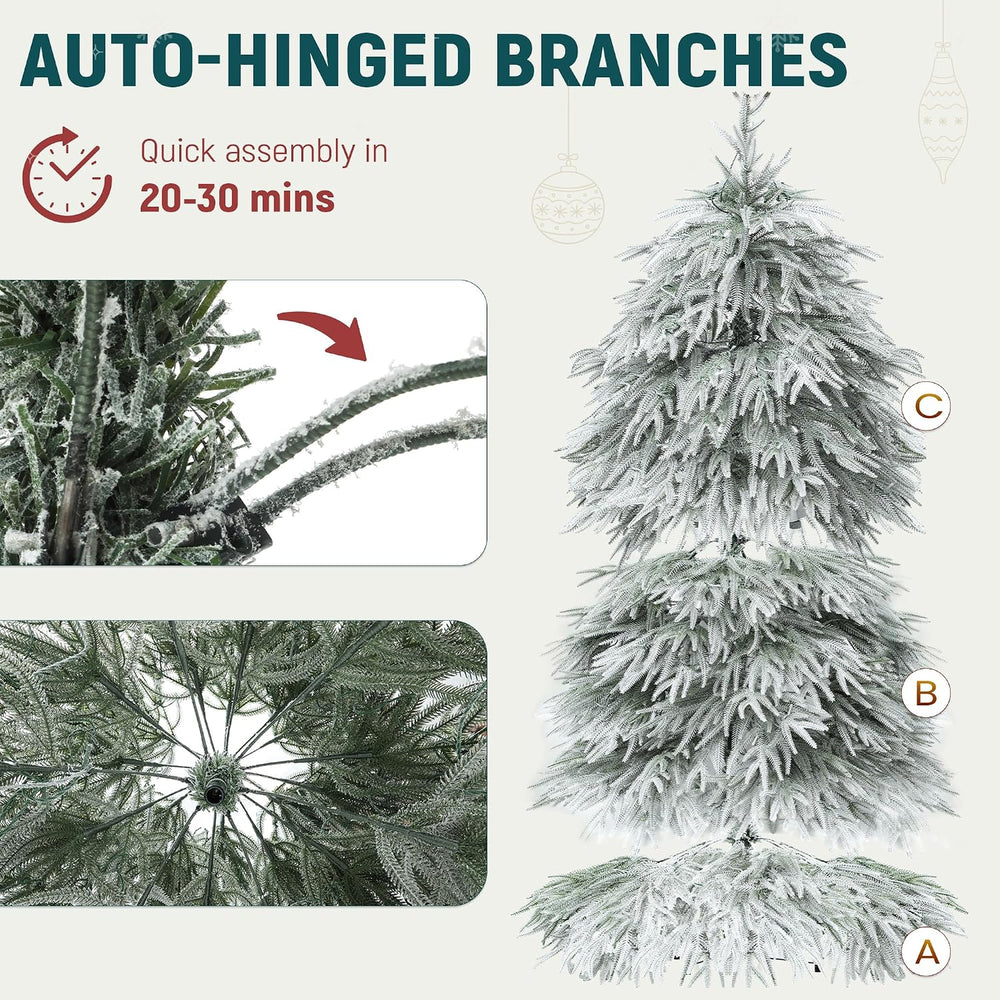 YITAHOME Pre-Lit Flocked Pampas Christmas Tree 6ft