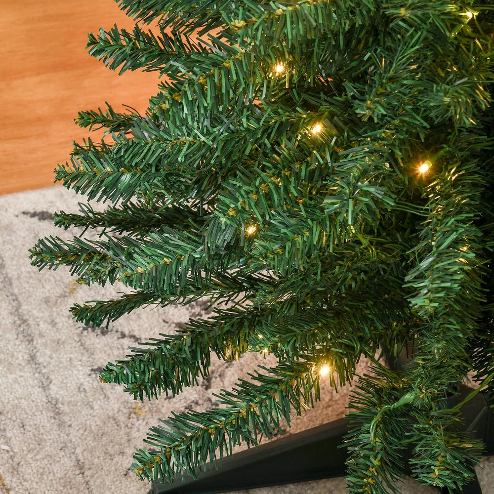 HOMCOM 7' Tall Pre-Lit Noble Fir Artificial Pencil Christmas Tree Green