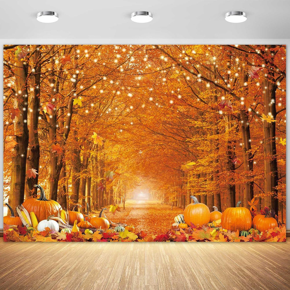 10x8FT Fall Photo Backdrop Maple Leaf Pumpkin for Photography Background Autu...
