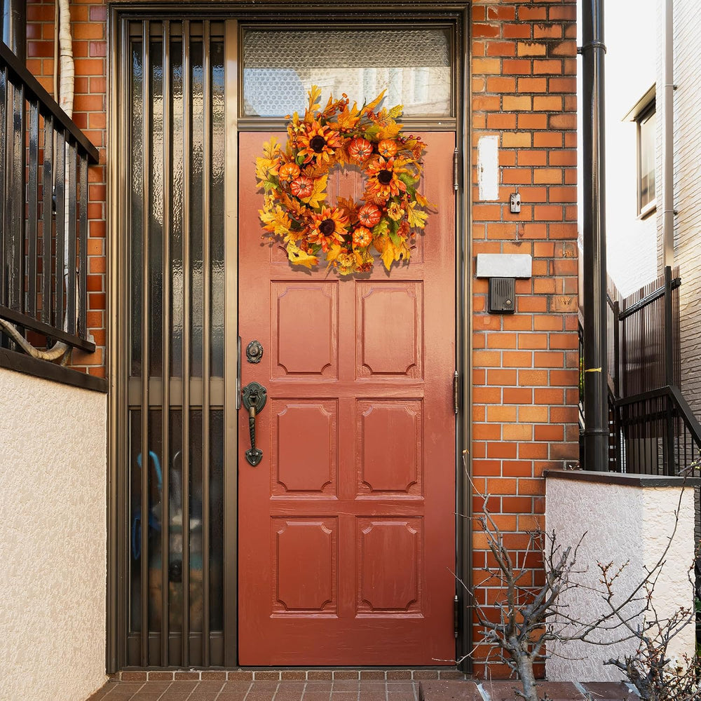 Fall Wreaths for Front Door 22 Inch, Autumn Wreath with Berry Pumpkin, Maple ...