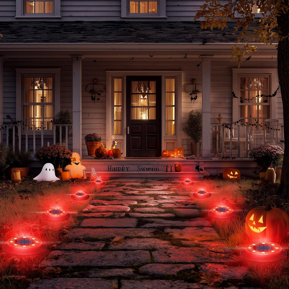Solar Lights Outdoor Waterproof - Red 12 Pack 2-in-1 Ground Lights