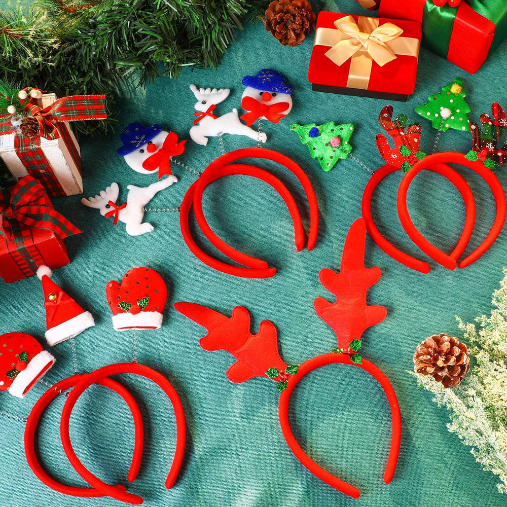Lyrow 100 Pcs Christmas Headbands Xmas Party Costume Headbands Favors Tree/sn...