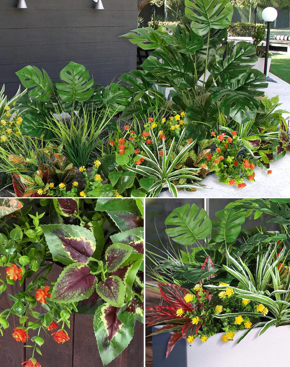 Ouddy Decor 18 Pcs Artificial Plants for Outdoors Fake Greenery Stems