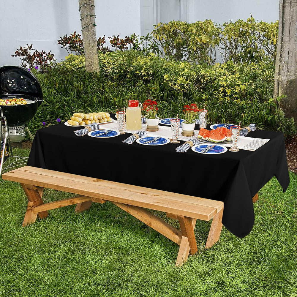 sancua 6 Pack Black Rectangle Tablecloth, 60 x 84 Inch for 4ft Tables