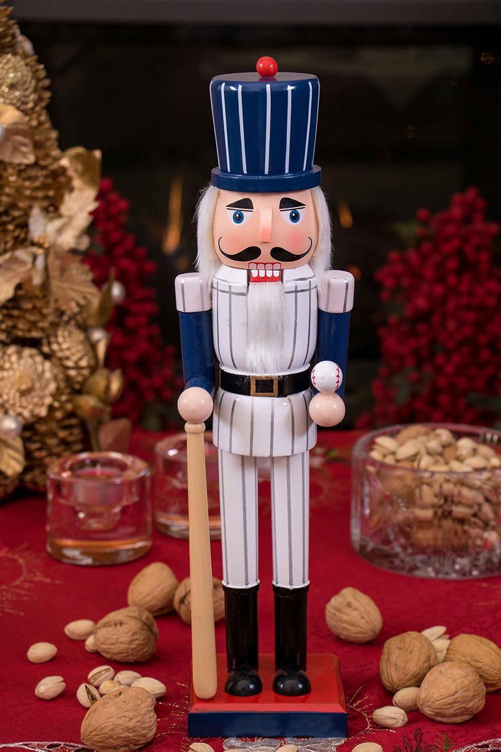 Clever Creations Baseball Player 16 Inch Traditional Wooden Nutcracker, Festi...