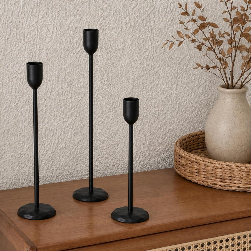 Black Candlestick Holders Set of 6 - Black Iron Candle Holders for Christmas,...
