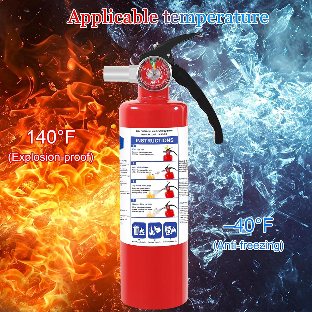 2 Pack ABC Dry Chemical Fire Extinguishers with Mount