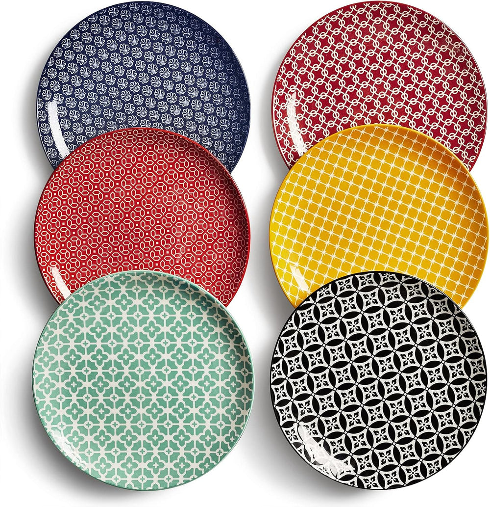 DOWAN 8.5" Salad Plates Set of 6, Ceramic Dessert Plate for Appetizer, S...