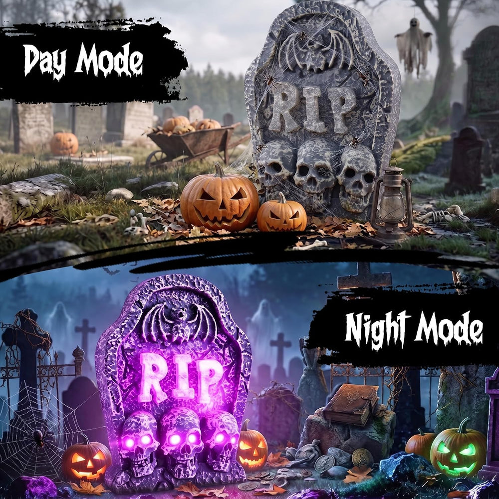16" Halloween Animated Shaking RIP Tombstone Decor with Creepy Sound