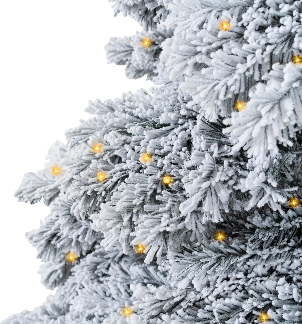 Naomi Home Brittany 7.5ft Artificial Prelit Snow Flocked Christmas Tree