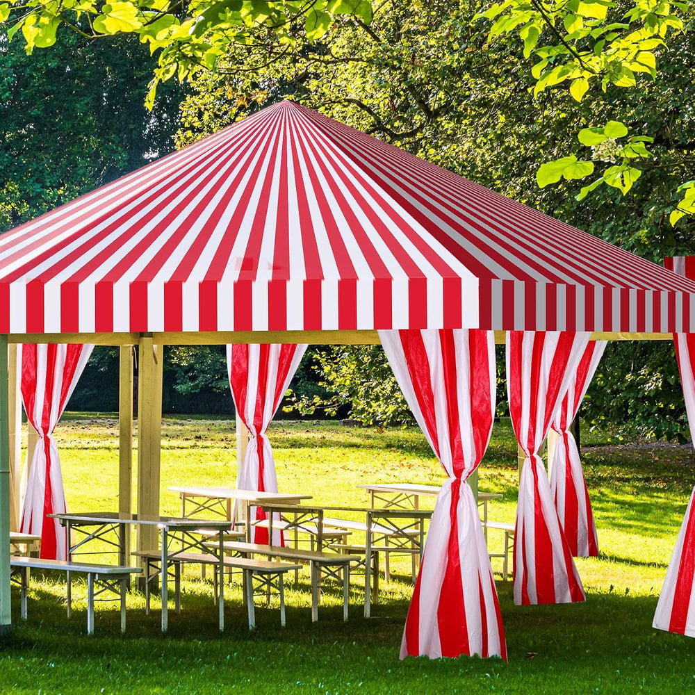 Ctosree Red and White Striped Tablecloth Roll 100 Ft Plastic Carnival