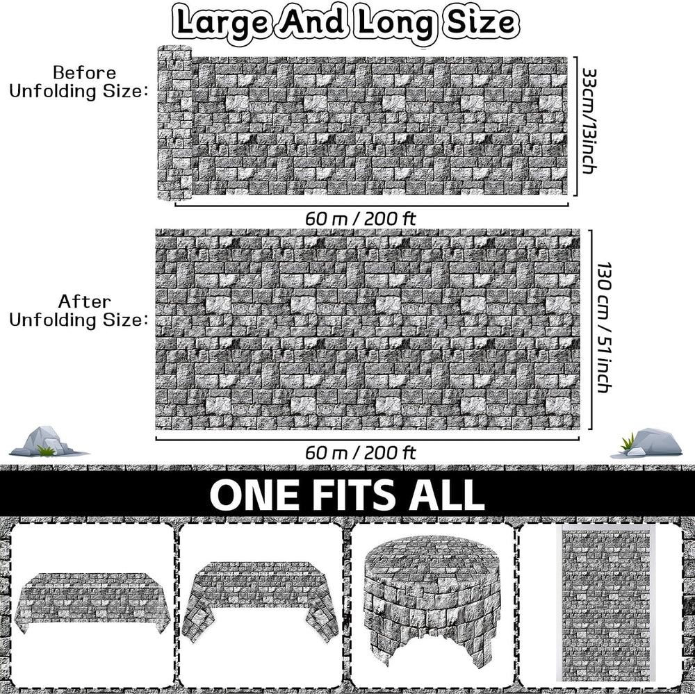 party greeting Stone Wall Backdrop Tablecloth Roll 200FT x 51 Inch