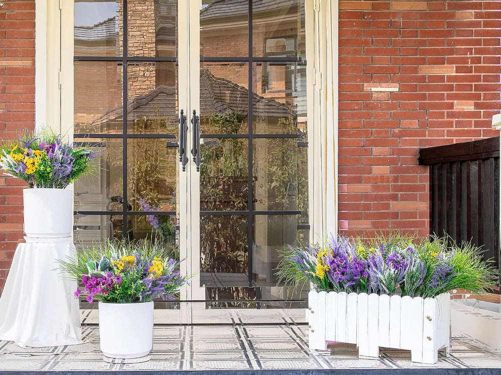 25PCS Artificial Plants Outdoor, Faux Lavender Flower Greenery Stem Outside
