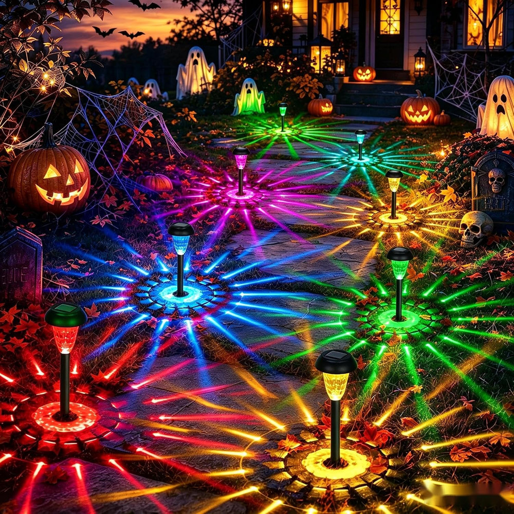 TISEJOY Solar Lights Outdoor Waterproof for Pathway, 12 Pack Color Changing