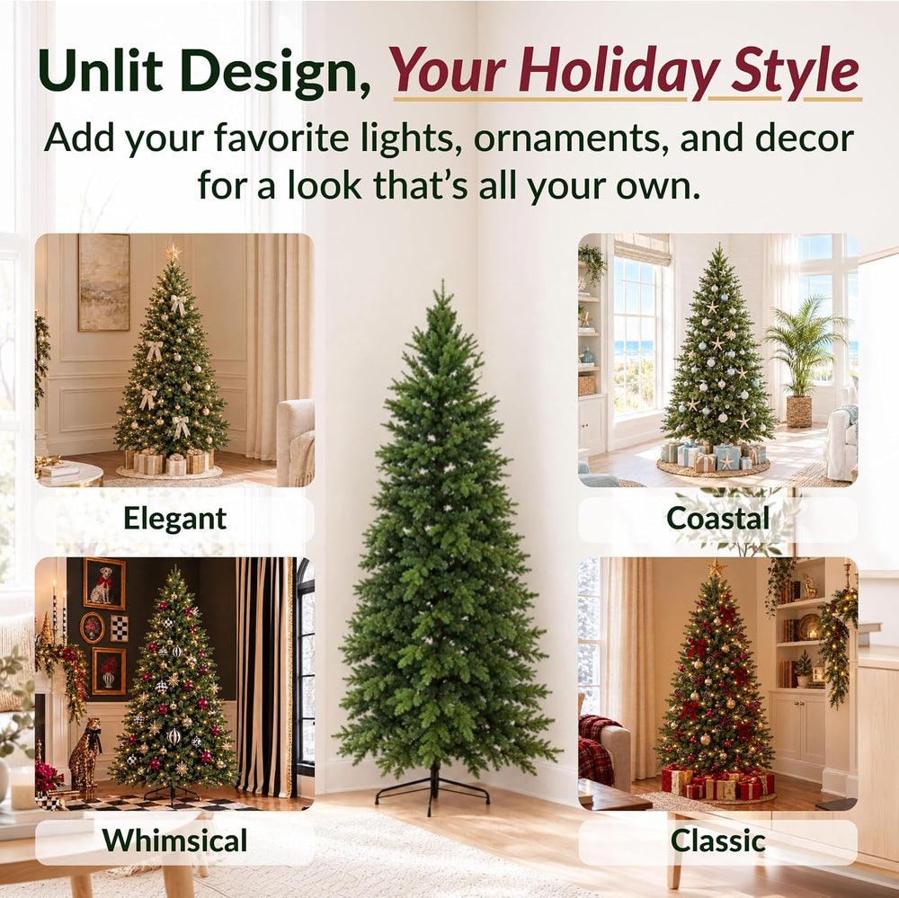 Sunnydaze 7 ft Stately & Slim Unlit Artificial Christmas Tree, Green