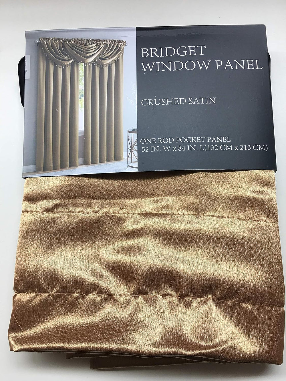 Bridget 5 Piece Crushed Satin Curtain Set with Beaded Austrian Valances, 84&q...
