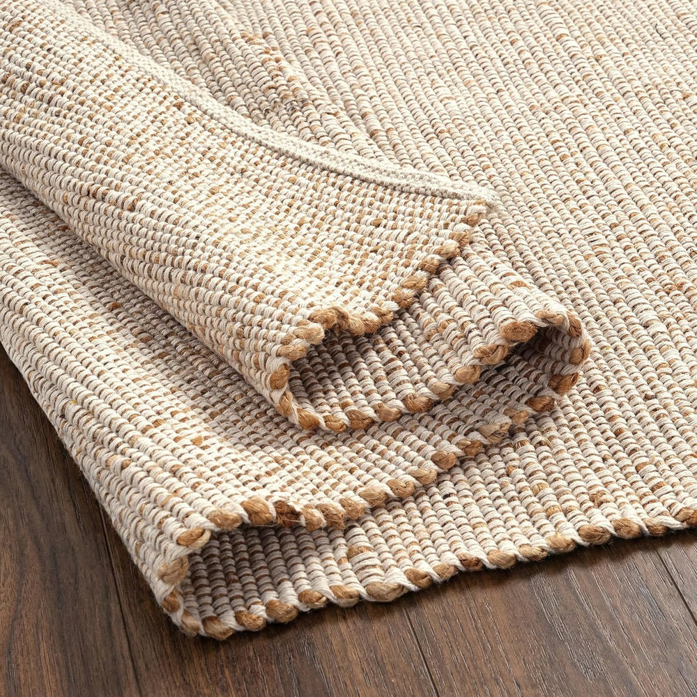 Jute Cotton Runner Rug 2'6"X10' ft Natural Hand Woven Farmhouse Rug