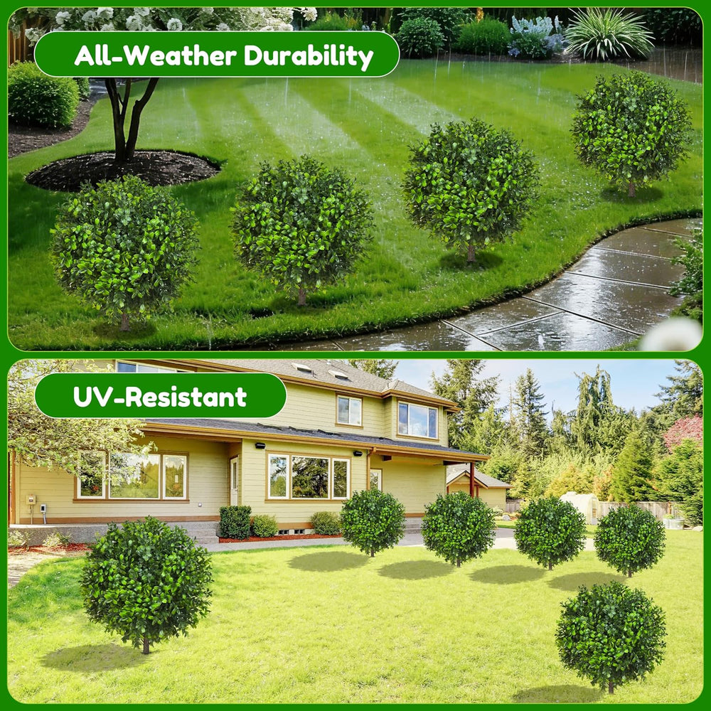 22'' Artificial Boxwood Topiary Ball Bushes, 4PCS Fake Boxwood Shrubs