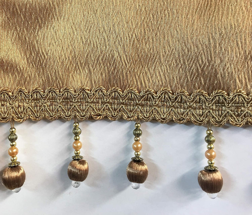 Bridget 5 Piece Crushed Satin Curtain Set with Beaded Austrian Valances, 84&q...