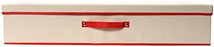 Household Essentials Holiday Gift Wrap Organizer with Lid, Natural and Red