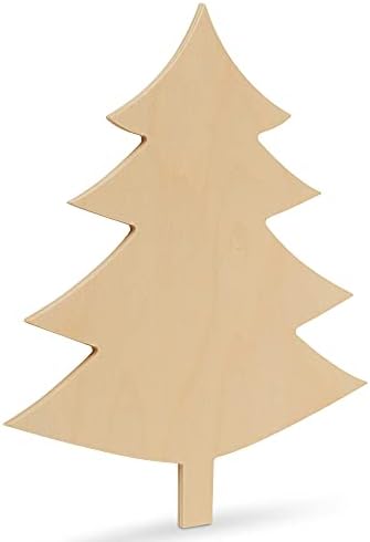 Wood Christmas Tree Cutout 12 inch, Pack of 6, Use as Wooden Door Hanger or Christmas Craft, by Woodpeckers