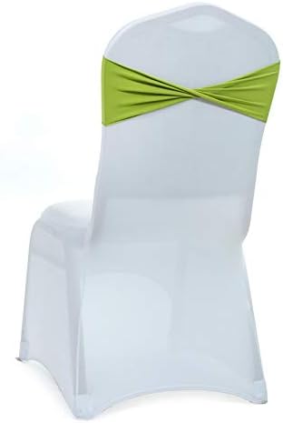 VDS Pack of 100 PCS | Apple Green | Spandex Chair Sashes Bows Without Buckle | Stretch Elastic Banquet Universal Folding Chair Band Tie with for Wedding Party Conference Celebration Event Decoration