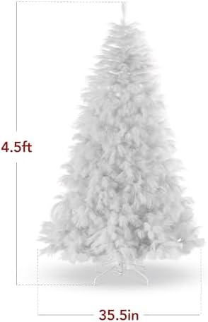 Best Choice Products Artificial White Pampas Christmas Tree, 4.5ft Premium Deluxe Unlit Pampas Grass Holiday Décor, Easy Assembly, Metal Base