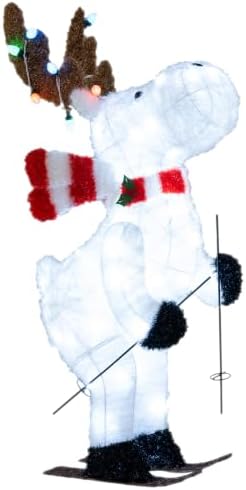 Tangkula 44” Christmas Lighted Animated Skiing Reindeer Decorations