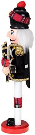 Clever Creations Black Scottish Bagpiper 12 Inch Traditional Wooden Nutcracker, Festive Christmas Décor for Shelves and Tables