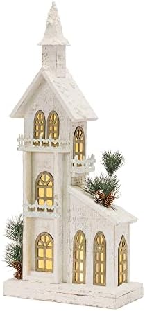 melrose international led lighted winter church display 27" shown in use