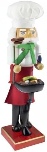 Clever Creations Grillmaster Santa 14 Inch Traditional Wooden Nutcracker, Festive Christmas Décor for Shelves and Tables