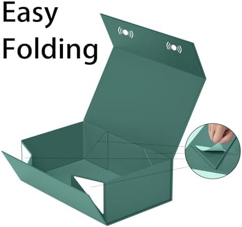 RYDDOY 5 Pack Green Gift Box, 9.5x6x3'' Gift Boxes with Lids for Presents