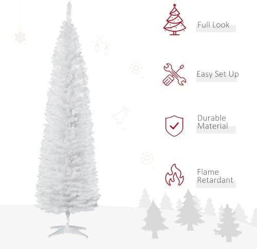 HOMCOM 7' Artificial Pencil Christmas Tree 499 Realistic Branch Tips White
