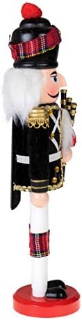 Clever Creations Black Scottish Bagpiper 12 Inch Traditional Wooden Nutcracker, Festive Christmas Décor for Shelves and Tables