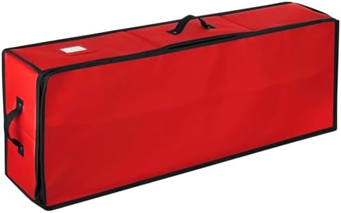 Hearth & Harbor Wrapping Paper Storage Container - Christmas Storage Bag with Interior Pockets - Gift Wrap Organizer Fits Up to 22 Rolls of 40" - Tear Proof, Red