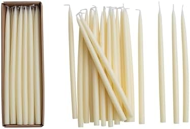 Creative Co-Op 24-Piece Unscented Thin Taper Candles in Box, Ivory Color