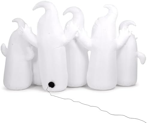 8FT Long Halloween Inflatable 6 Cute Ghosts, LED Yard Decoration