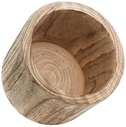 CYS EXCEL 11'' Wood Cylinder Planter, Burnt Finish, Lightweight, Floor Cachepot for Artificial Trees, Faux Greenery, & Live Houseplants, Fiddle Leaf Figs, or Monsteras (in Plastic Liner Pots Only)