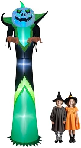 12ft Halloween Inflatable Decor with LED Lights Outdoor Blow up Decor Inflatables for Halloween/Yard/Lwan/Garden Outside Decor (12ft Black Pumpkin)