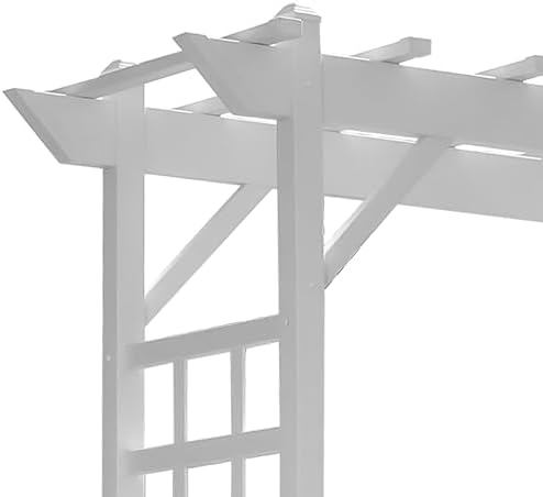 Dura-Trel Providence Arbor, Vinyl Garden Archway for Outdoors, 64" x 85", White - Backyard Decorative Arch and Backdrop with Lattice Design and Trellis Sides for Climbing Plants, Vines and Flowers