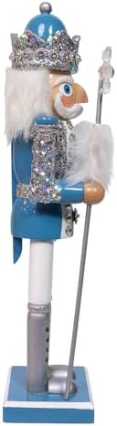 Kurt Adler Wooden 15" Blue & Platinum Nutcracker