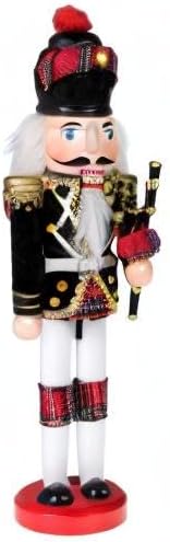 Clever Creations Black Scottish Bagpiper 12 Inch Traditional Wooden Nutcracker, Festive Christmas Décor for Shelves and Tables