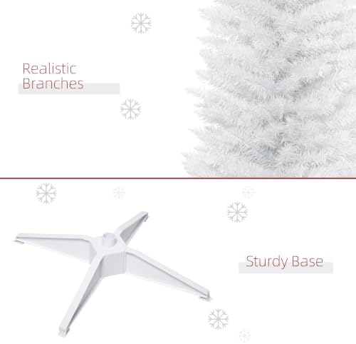 HOMCOM 7' Artificial Pencil Christmas Tree 499 Realistic Branch Tips White
