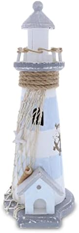 CoTa Global Moonlight Wooden Lighthouse Decor Beach Decor - 11.5 Inches