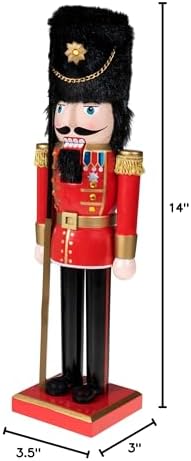Clever Creations Red Coat 14 Inch Traditional Wooden Nutcracker, Festive Christmas Décor for Shelves and Tables