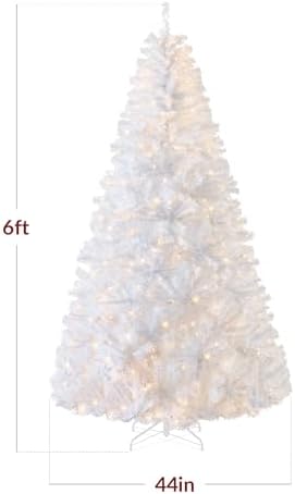 Best Choice Products 6ft White Christmas Tree Pre-Lit w/Twinkling Lights Artificial Pine Tree Premium Holiday Decoration 250 Warm White Lights, 947 Branch Tips, Metal Stand