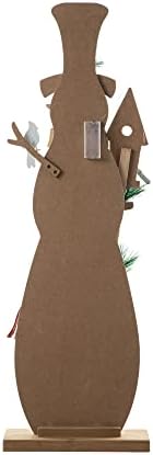 Glitzhome 36" H Lighted Wooden Christmas Snowman Porch Sign Standing Snowman with Birdhouse Porch Decor Rustic Merry Christmas Welcome Sign Holiday Party Outdoor Indoor Xmas Decorations