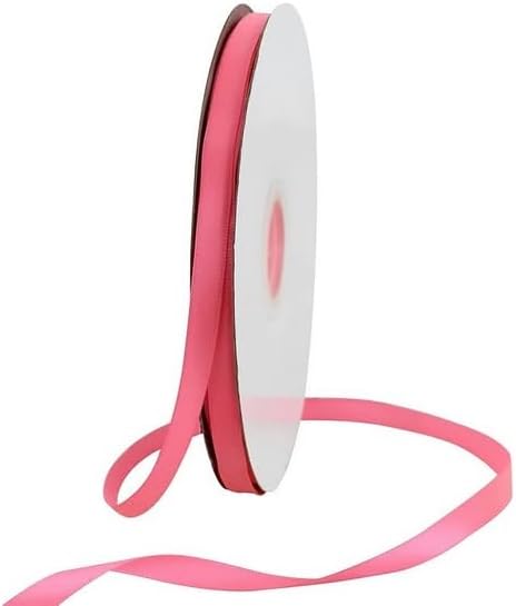 TONIFUL 3/8 in x 100yds Passion Pink Hot Pink Satin Ribbon Thin Solid Fabric Ribbons Roll for Gift Wrapping Invitation Floral Hair Craft Sewing Party Wedding Decoration Valentine's Day Bouquet
